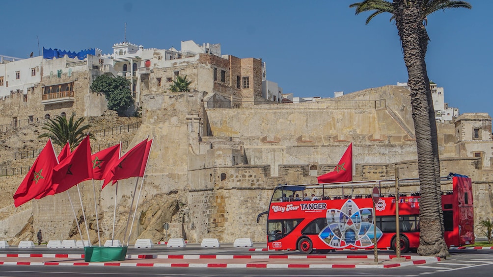 Hop On - Hop Off Bus driving through Tangiers