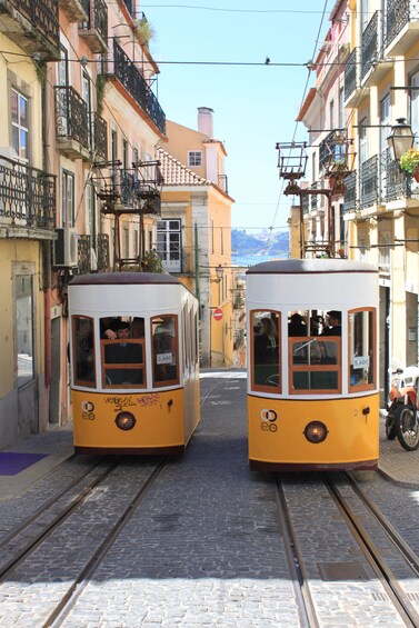 Mountain cable car in Lisbon, Portugal