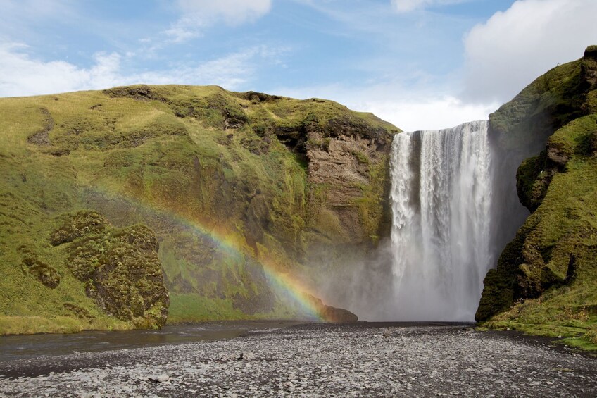 Rainbow seen at Seljalandsfoss Waterfall