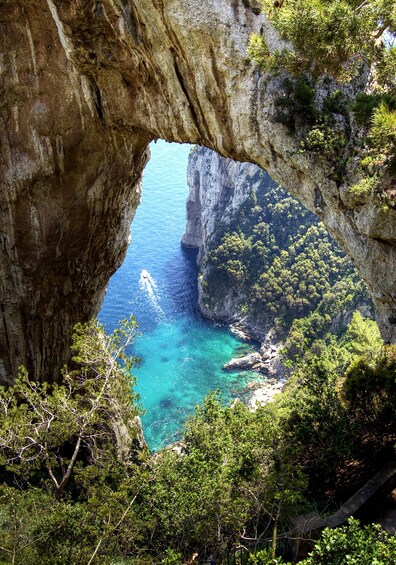 Looking down at the coast from a cliff on the Island of Capri