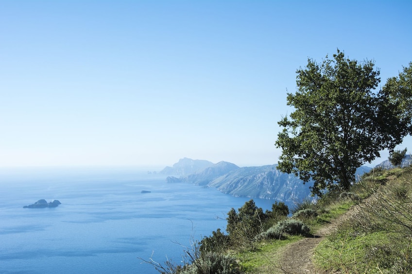 Beautiful view from a mountain hiking path in Sorrento