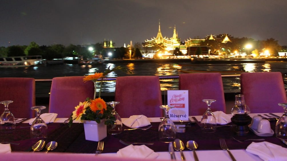 Reserved table aboard the Chao Phraya Princess Cruise