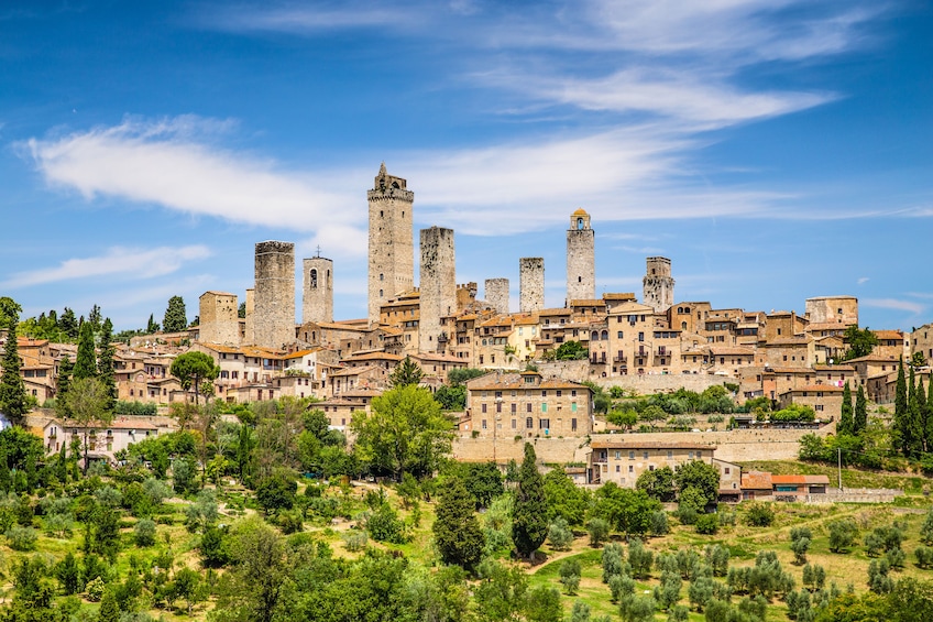 Panorama of hill town San Gimignano in Italy 