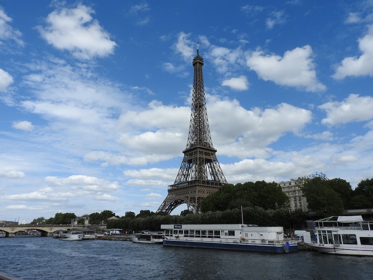 The Seine and Eiffel Tower on a sunny day