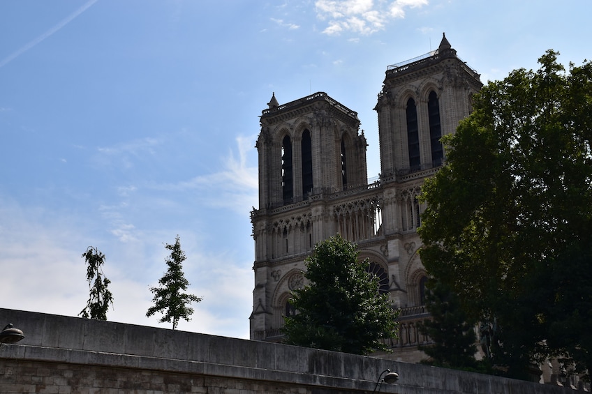 Notre Dame Cathedral on a clear day in Paris, France