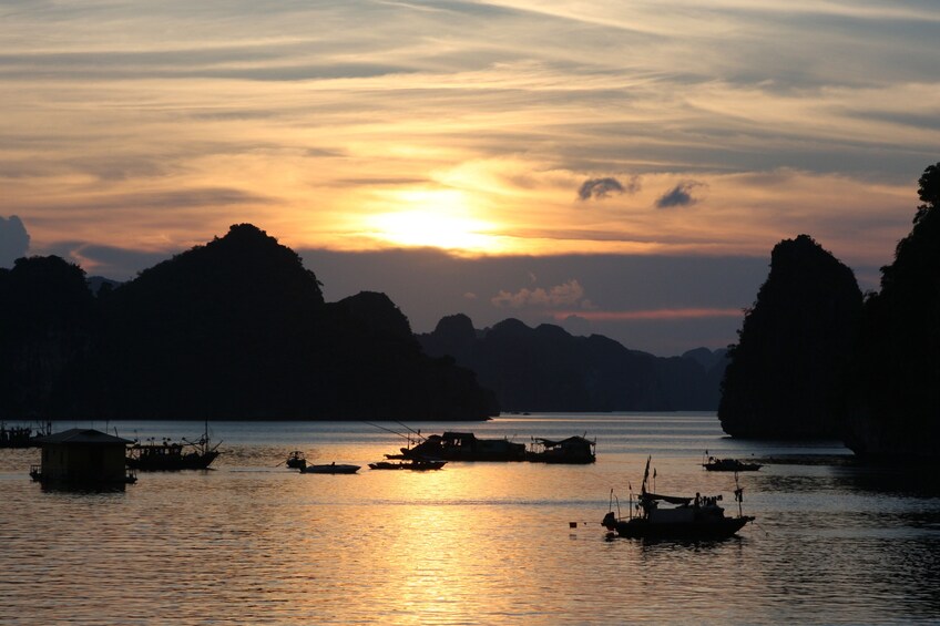 Bay at sunset in Vietnam