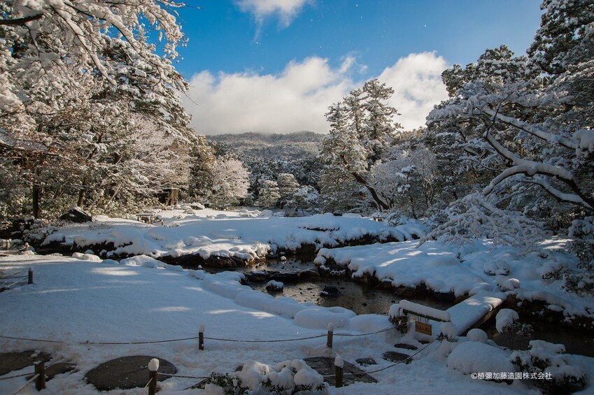 Snow-covered landscape in Kyoto