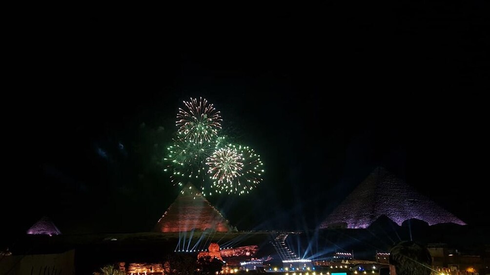 Fireworks over the Pyramids of Giza