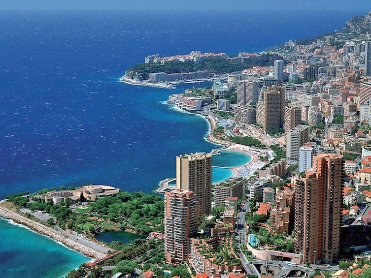 Aerial view of the coast of Monte Carlo, Monaco