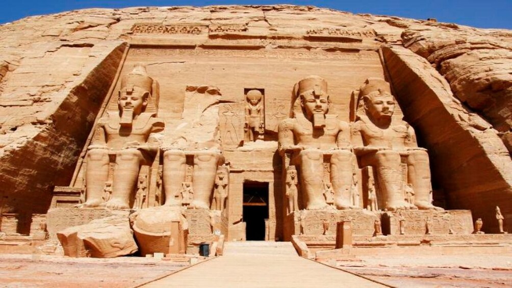 Statues and entrance of Abu Simbel Temples in Aswan, Egypt