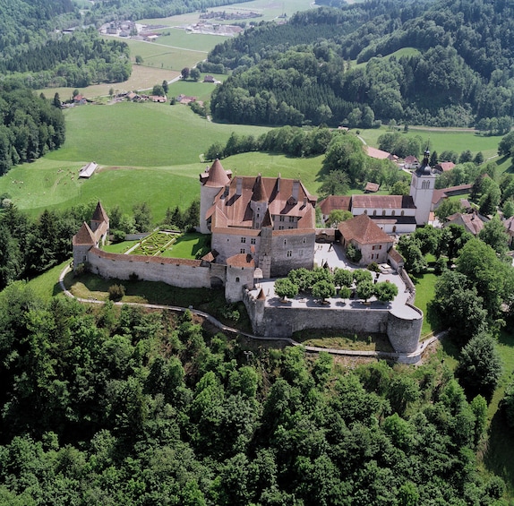 Aerial view of Chateau St Germain Gruyere