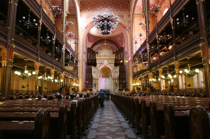 Interior of the Dohány Street Synagogue in Budapest, Hungary