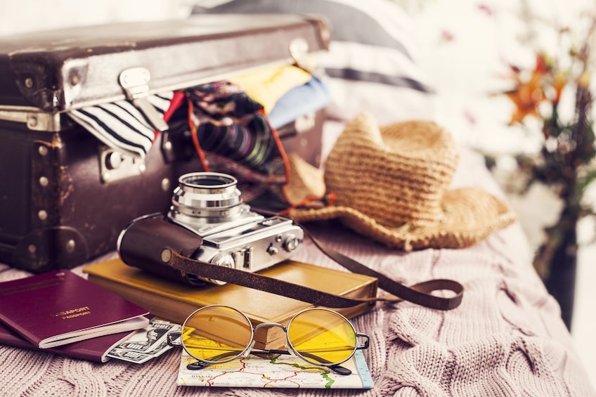 Collection of travel accessories