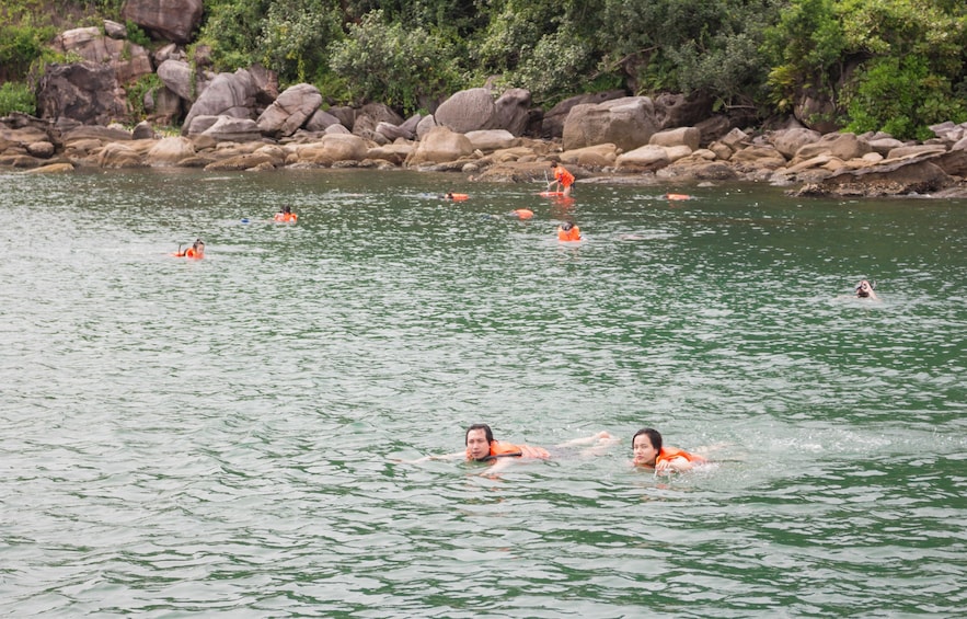Group swimming on Turtle Island in Phu Quoc 