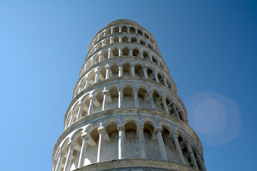 Low angle shot of Leaning Tower of Pisa during a clear day