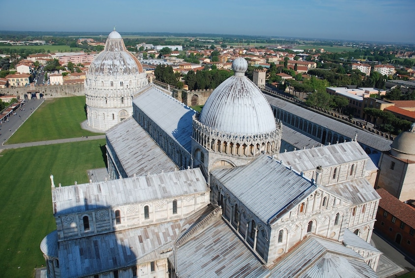 Aerial view of Piazza dei Miracoli in Pisa, Italy