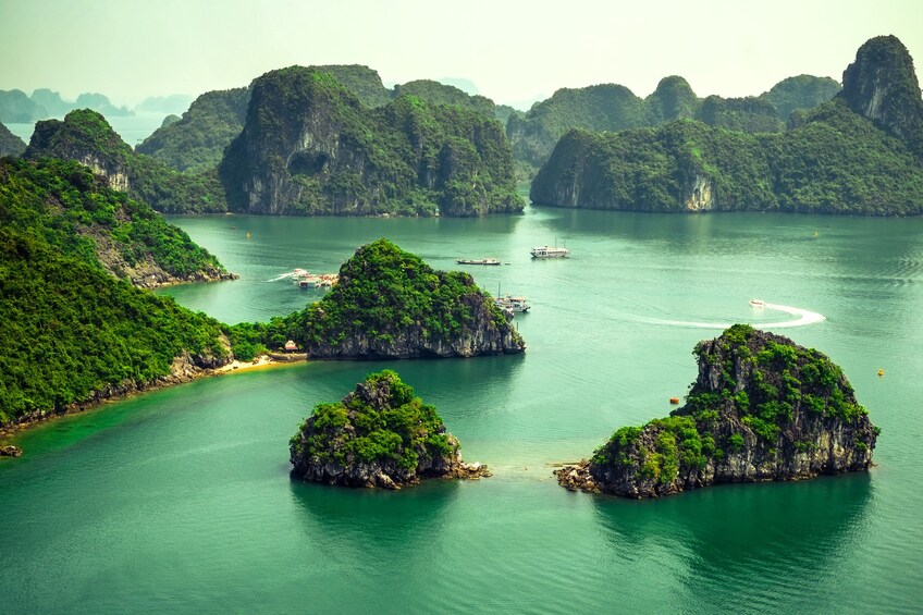 Aerial view of Halong Bay in Vietnam