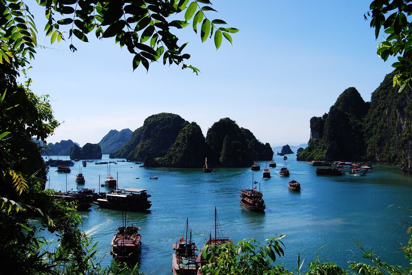Panoramic view of Halong Bay during the day