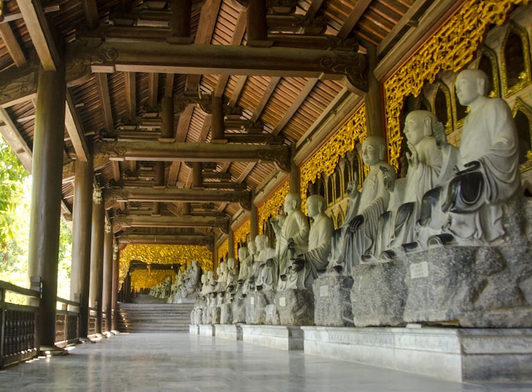 Row of Buddha statues at the Bai Dinh Pagoda Temple