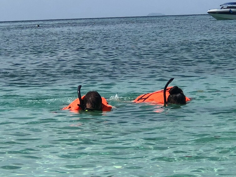 Close-up of visitors snorkeling on Phang Nga Bay 