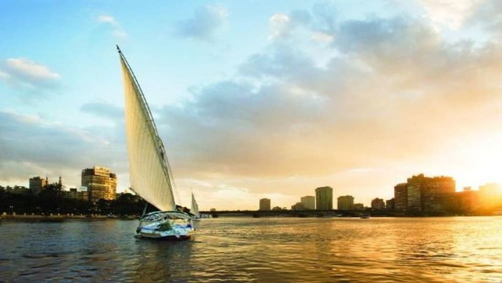 Sailboat on the Nile River at sunset