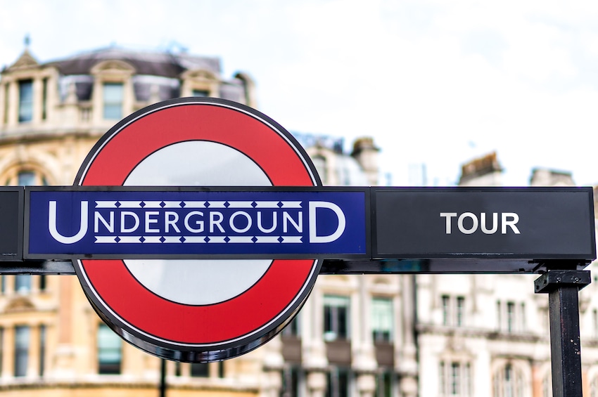 Underground Tour sign in London 