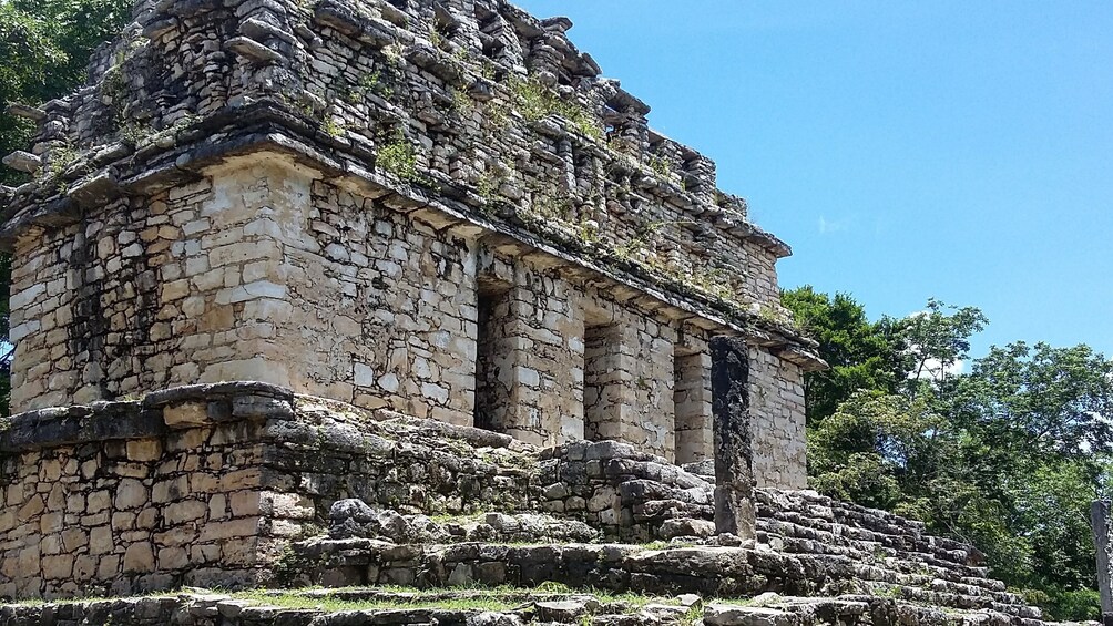 Stone ruins at Palenque in Chiapas, Mexico on a clear day