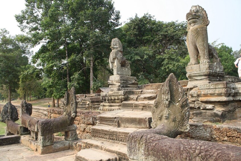 Statues on the edge of Srah Srang Resevoir in Siem Reap, Cambodia
