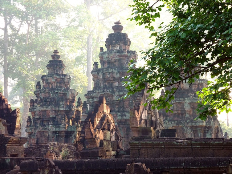 Banteay Srei Temple on a misty day