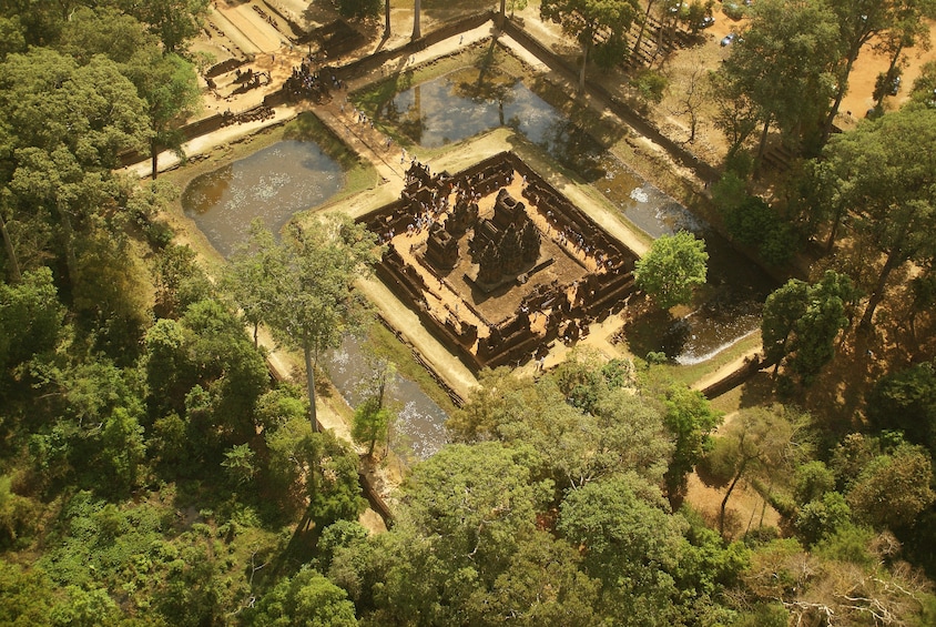 Aerial view of Roluos Temple in Siem Reap, Cambodia