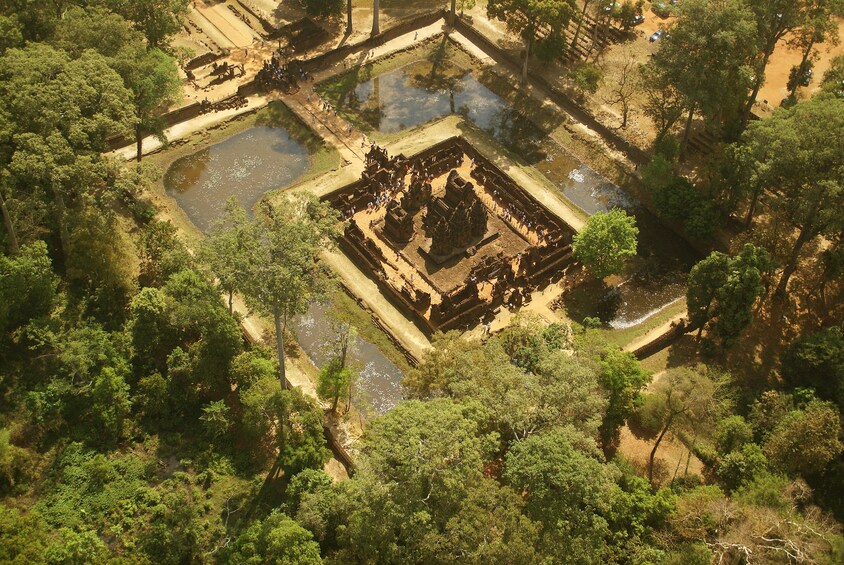 Aerial view of Roluos Temple in Siem Reap, Cambodia