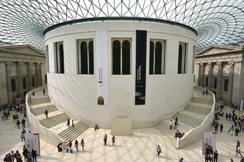 Aerial shot of interior of of British Museum in London, England