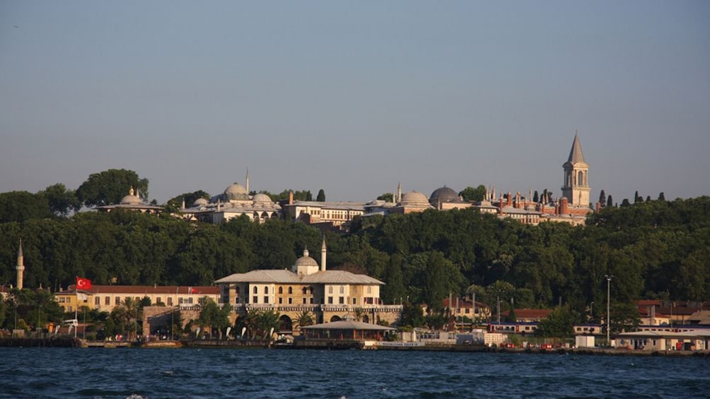 Panoramic view of Topkapi Palace from the water