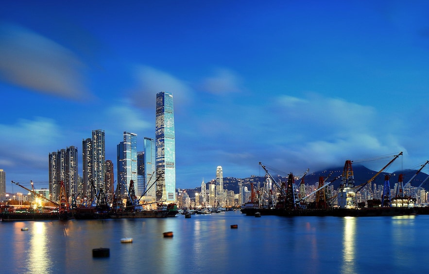 Show item 2 of 6. Victoria Harbor and Hong Kong skyline at night