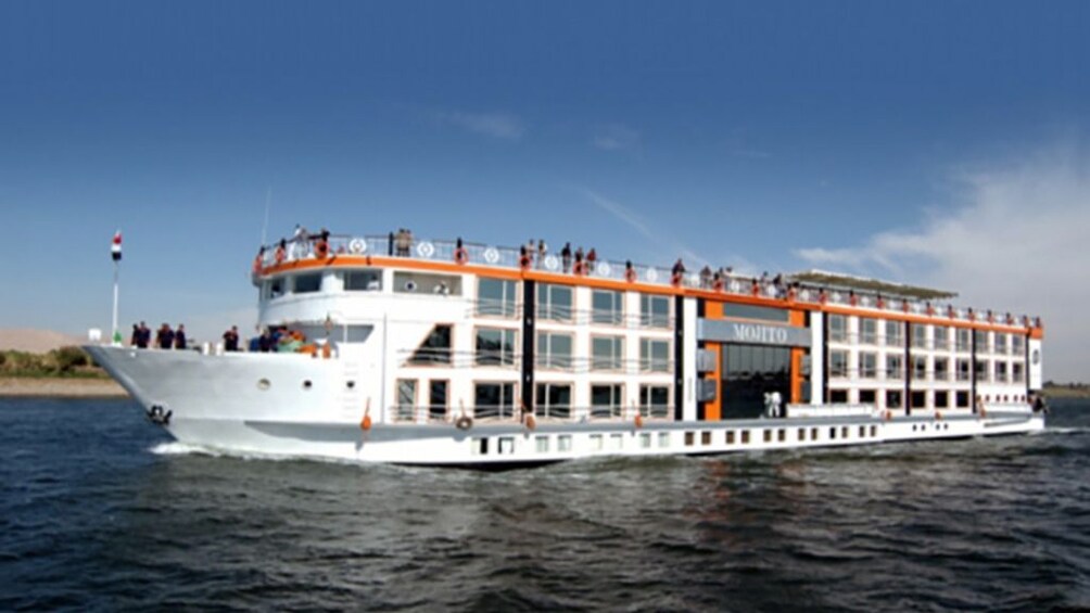 Large white cruise ship on the Nile in Egypt 