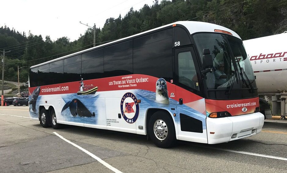 Large tour bus in Quebec City, Canada