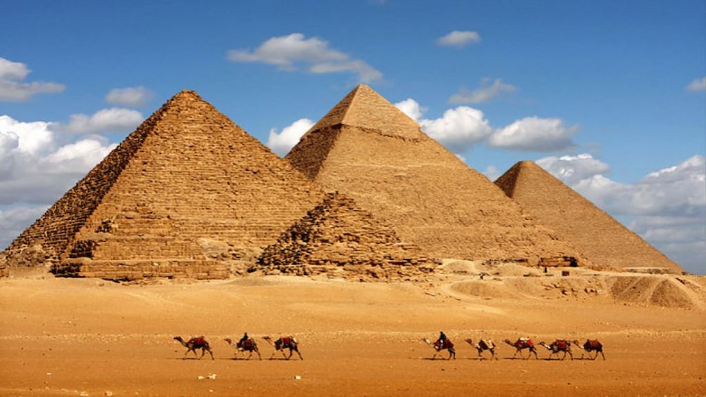 Pyramids of Giza on a sunny day