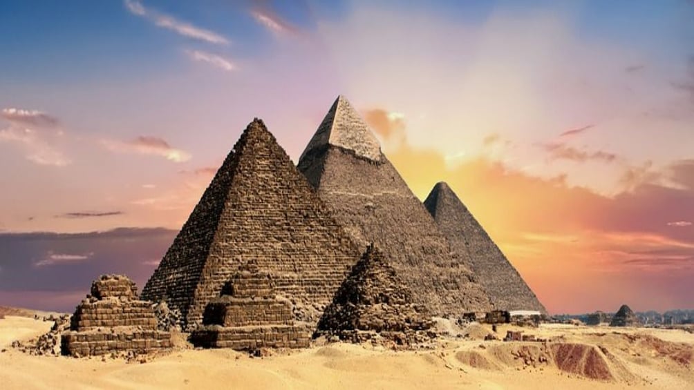 Pyramids of Giza at sunrise
