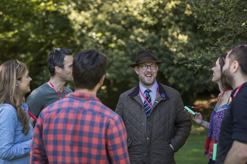 Tour group with guide in England