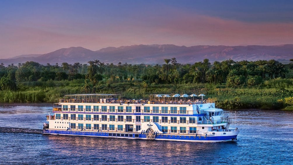 Large cruise ship on the Nile at sunset