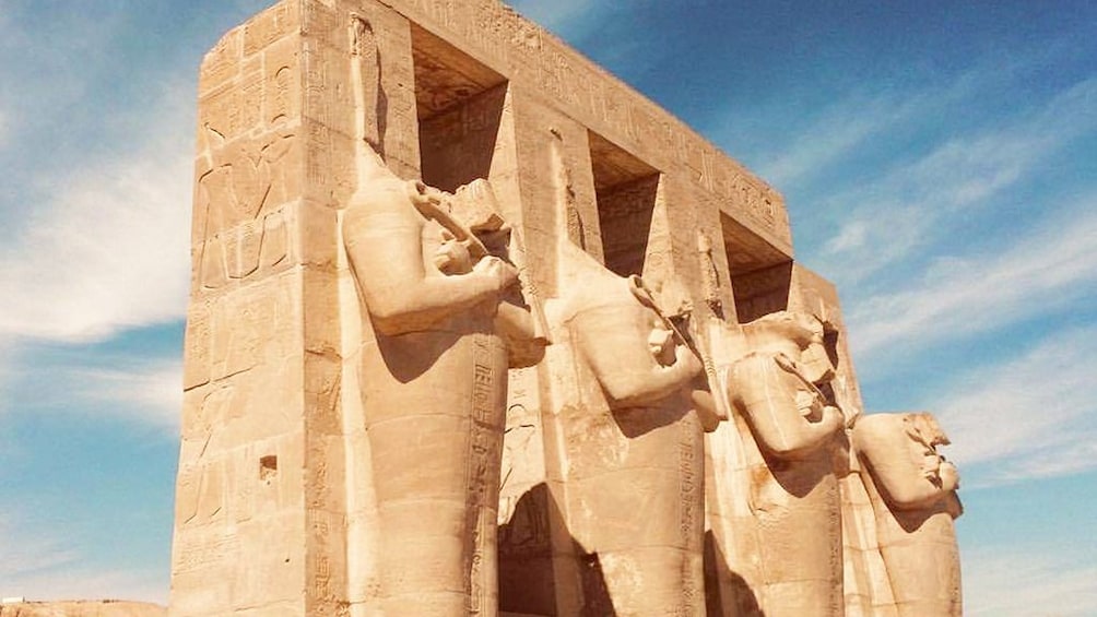 Headless pharaoh statues at Luxor Temple in Egypt