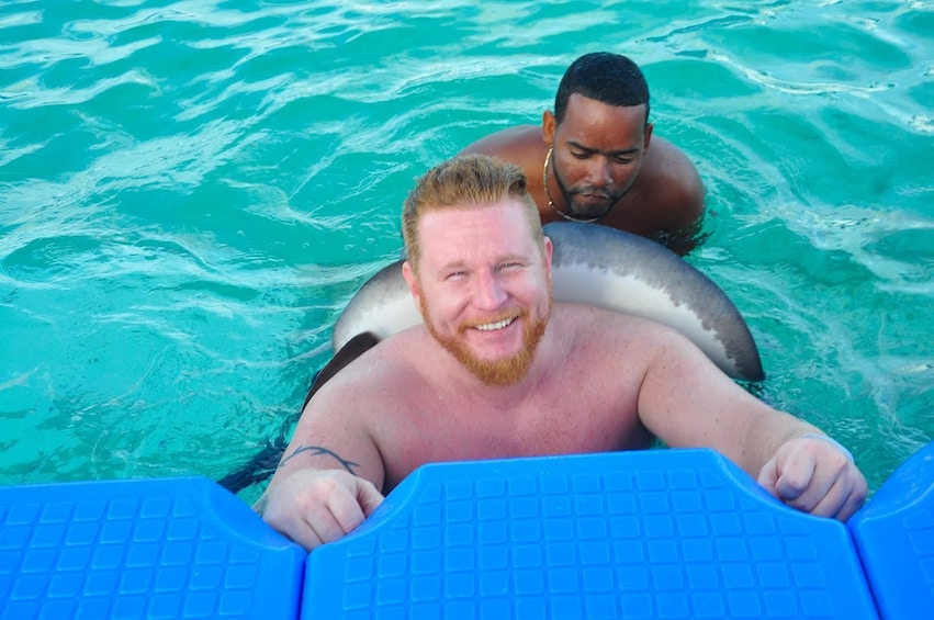 Guests swim and interact with marine animals in Punta Cana 