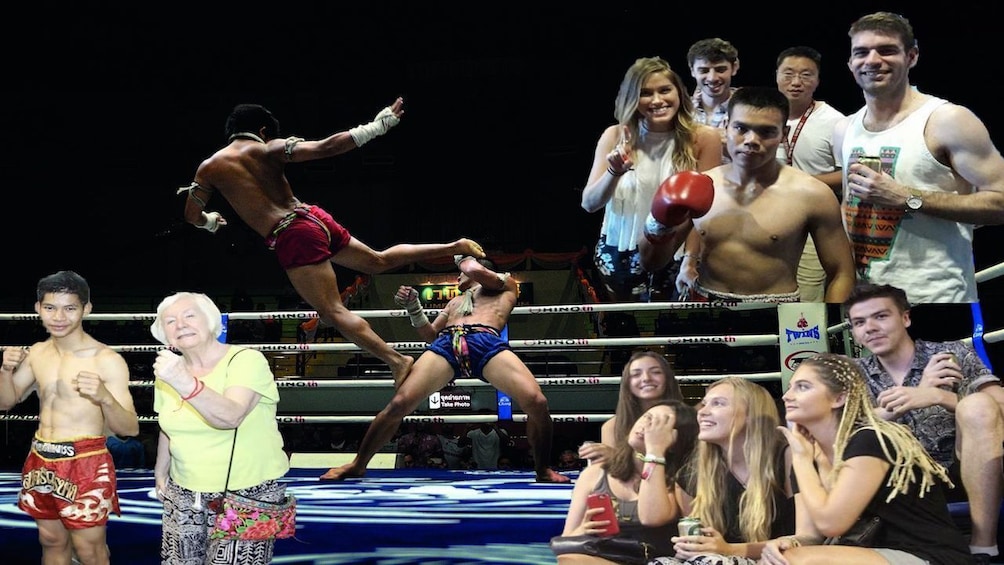 Collage of many Thai boxing scenes