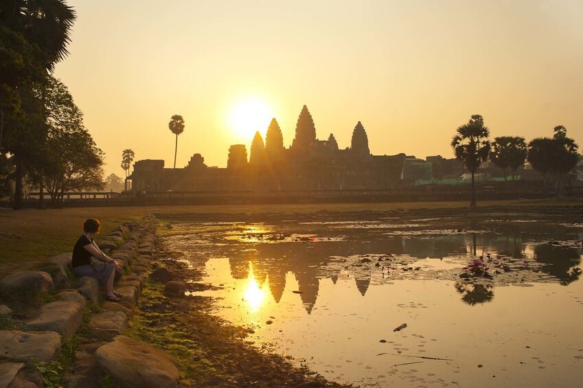 Sunset view of the Angkor Wat Temples in Siem Reap