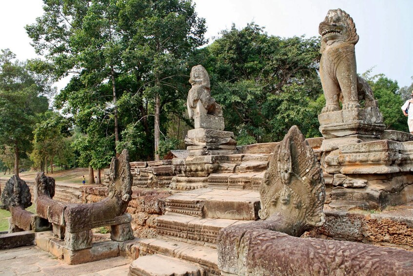 Lion And Naga Statues at Srah Srang in Cambodia 