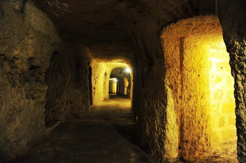 Dark tunnels of Mellieha Air Raid Shelter