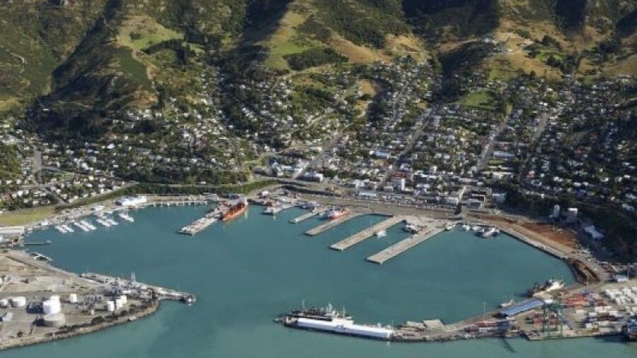 Aerial view of port of Lyttelton
