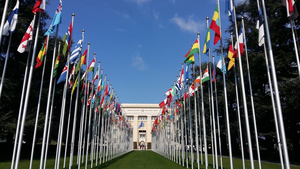 The Palace of Nations on a sunny day