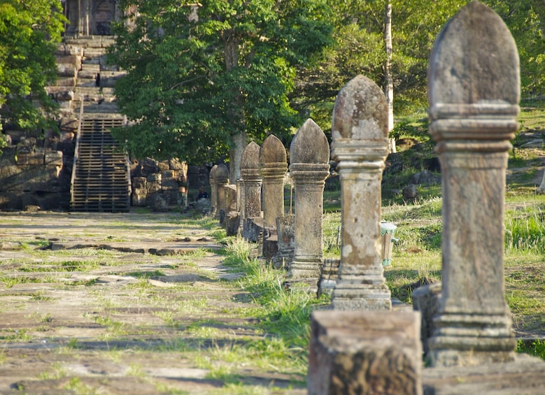 Line of columns at Temple of Preah Vihear in Cambodia