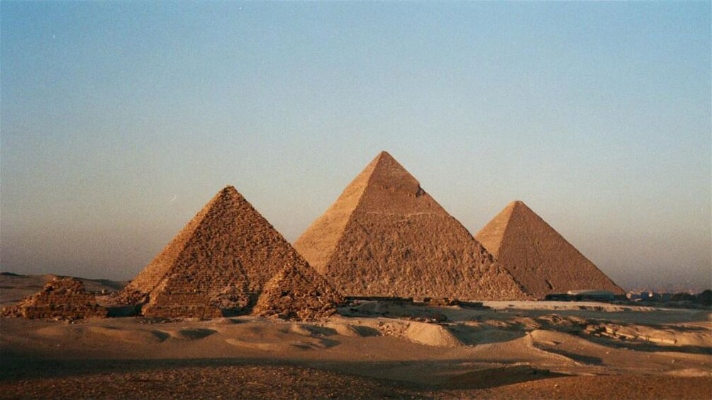 The Pyramids of Giza at sunset